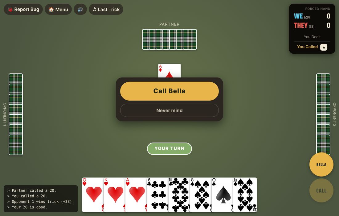 A Call 20 confirmation with a Never mind option